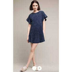 Anthropologie Saturday Sunday Dress Womens Large Short Sleeve Blue
